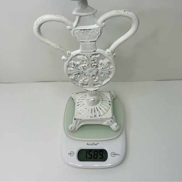 Vintage Cast Iron Candle Holder Painted White 11.5” Tall - Picture 10 of 15